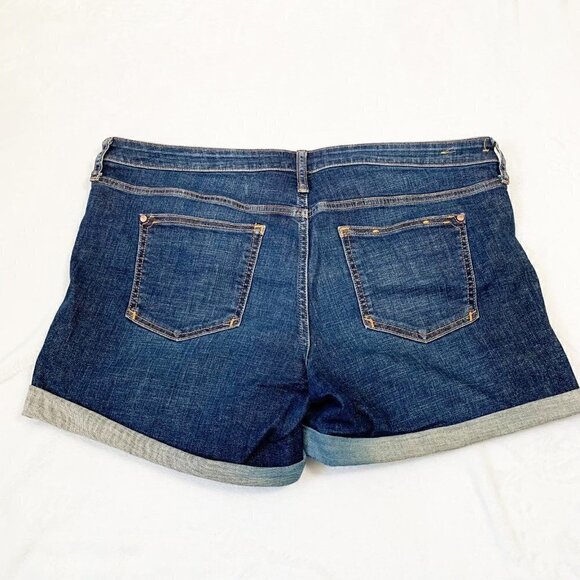 Pilcro and the Letterpress stretch mid-rise stet fit dark wash denim jean shorts - Picture 11 of 12